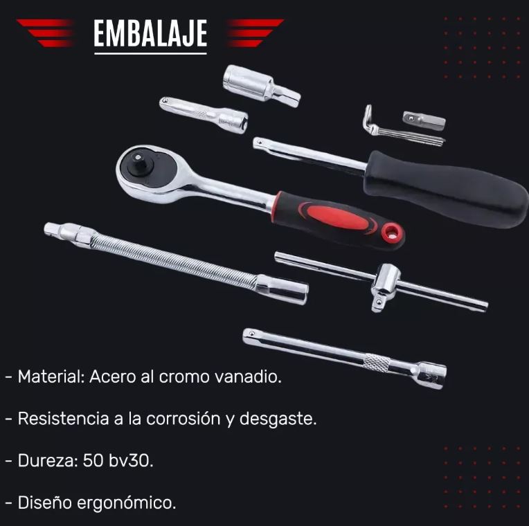 Miniatura 2 de Juego de llaves de tubo de 46 piezas